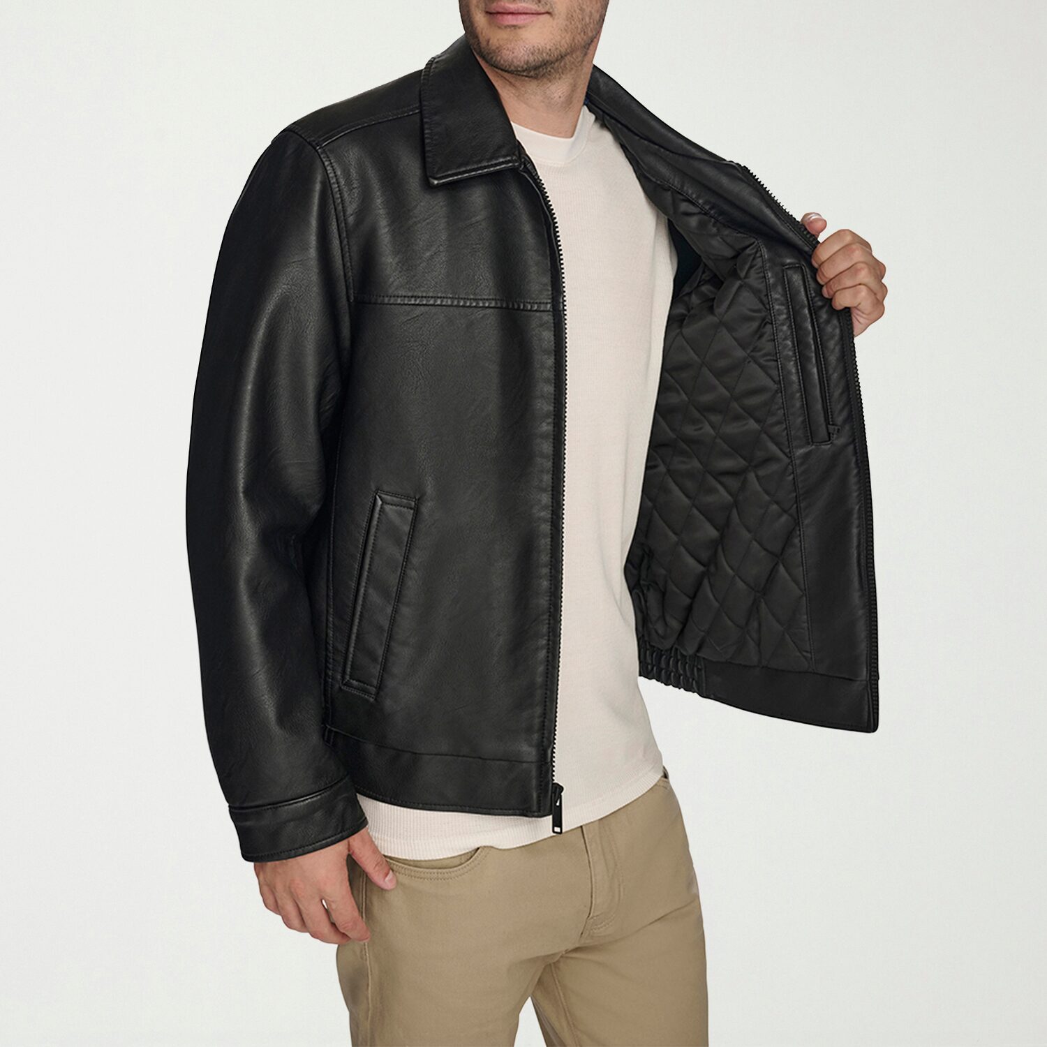 Dockers Mens Faux Leather Midweight Jacket