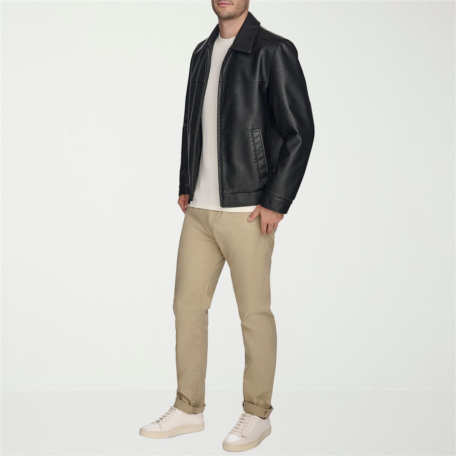 Dockers Mens Faux Leather Midweight Jacket