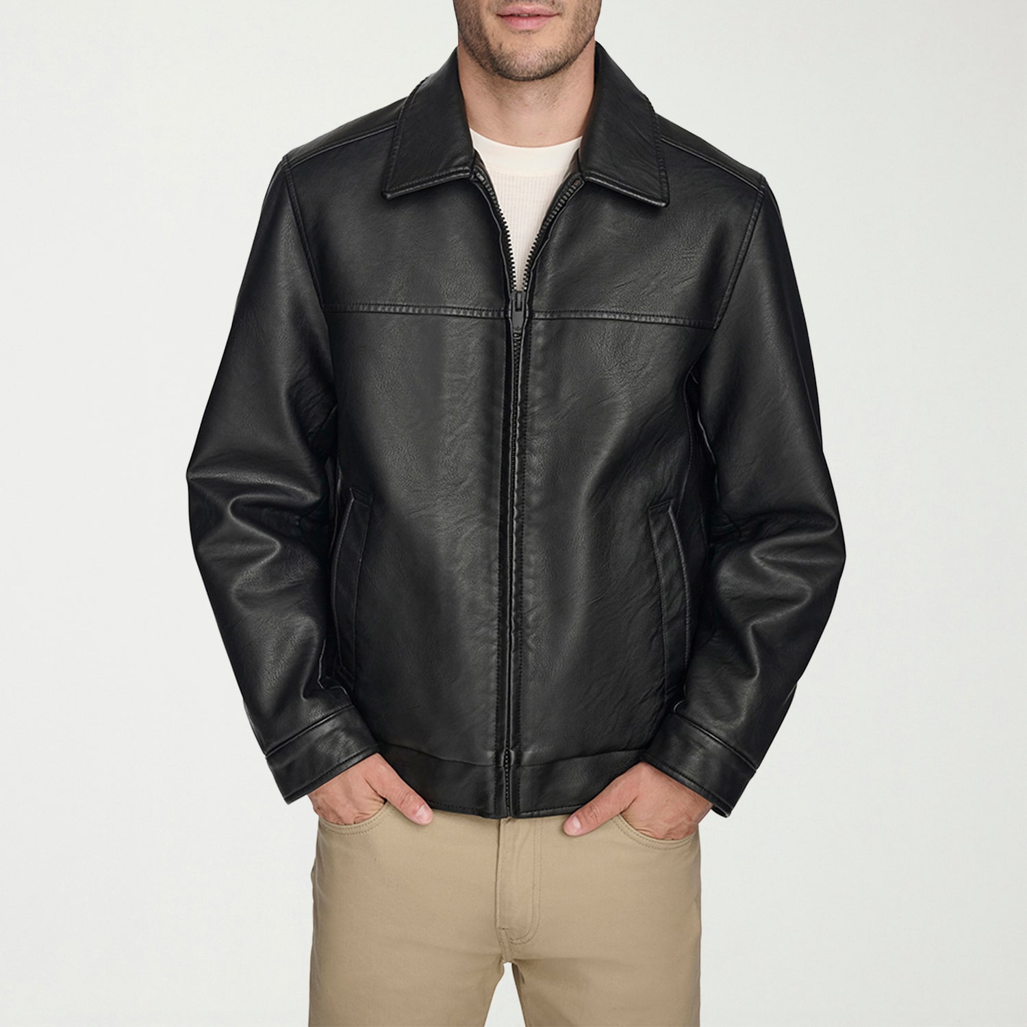 Dockers Mens Faux Leather Midweight Jacket
