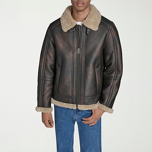 Levi 's Mens Faux Shearling Midweight Jacket In Brown
