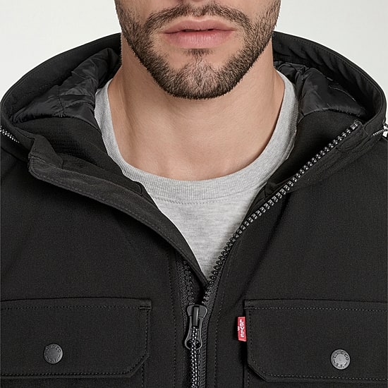 Levi's® Mens Hooded Weather Resistant Midweight Softshell Jacket