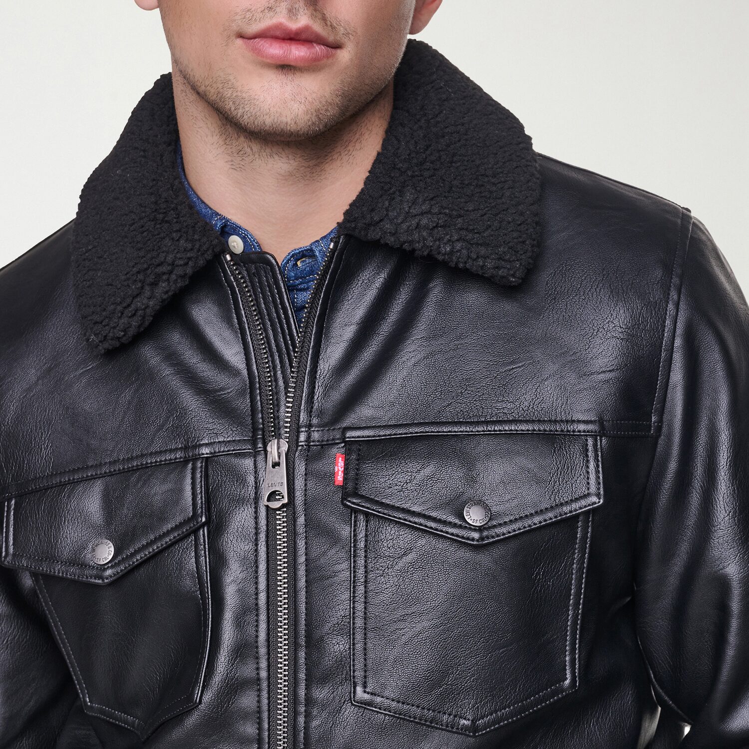 Levi's® Mens Faux Leather Midweight Jacket