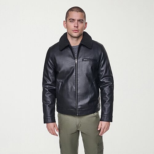 Levi 's Mens Faux Leather Midweight Jacket In Black