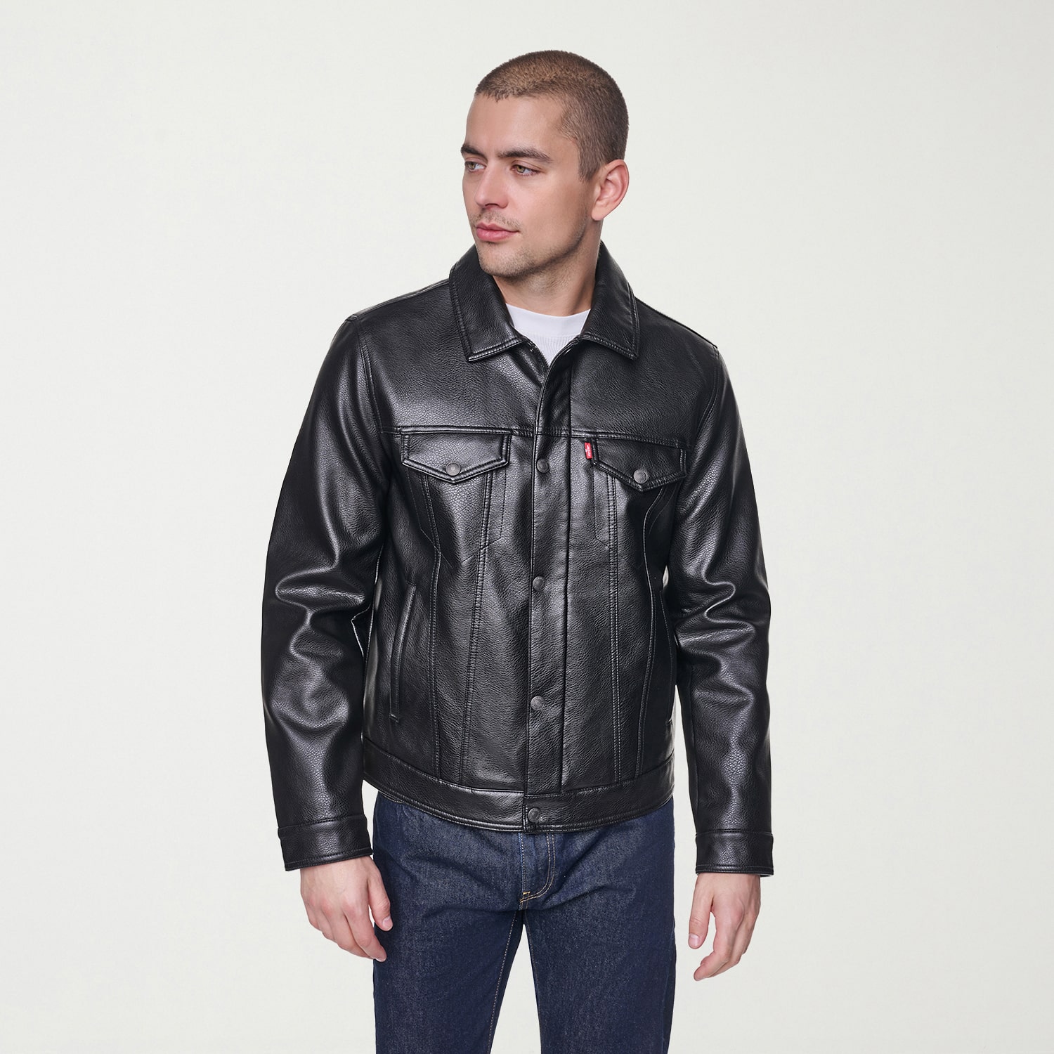 Levi's® Mens Midweight Faux Leather Trucker Jacket