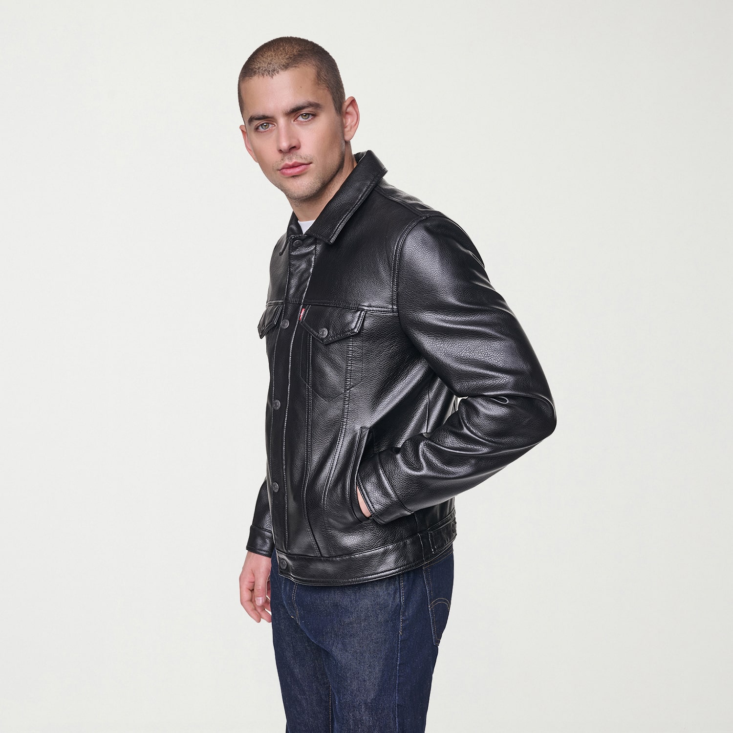 Levi's® Mens Midweight Faux Leather Trucker Jacket