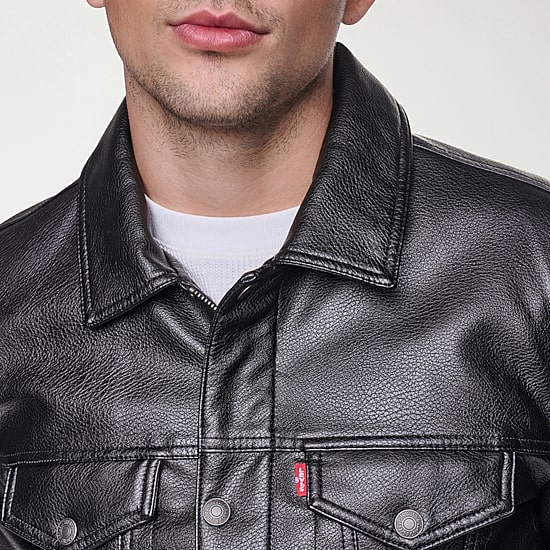 Levi's® Mens Midweight Faux Leather Trucker Jacket - JCPenney