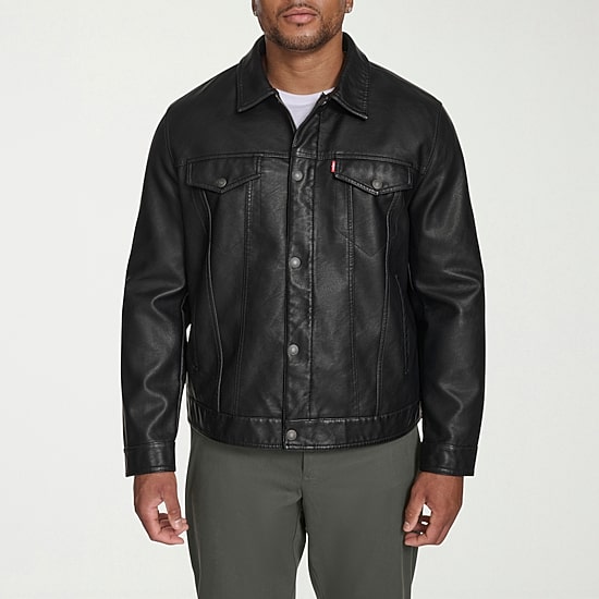 Levi's® Mens Faux Leather Midweight Trucker Jacket - JCPenney