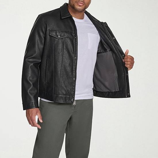 Levi's® Mens Faux Leather Midweight Trucker Jacket - JCPenney