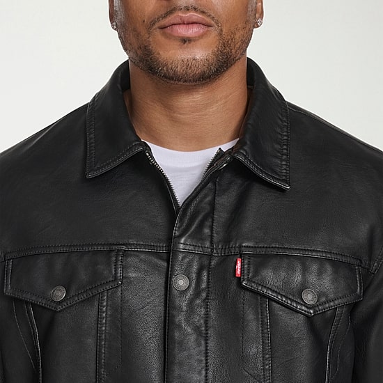 Levi's® Mens Faux Leather Midweight Trucker Jacket