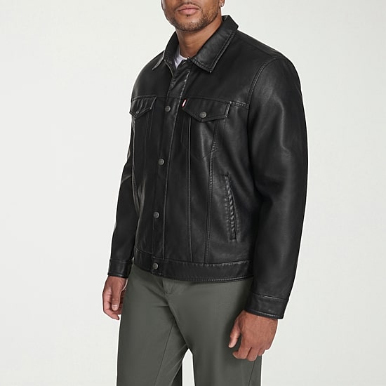 Levi's® Mens Faux Leather Midweight Trucker Jacket - JCPenney