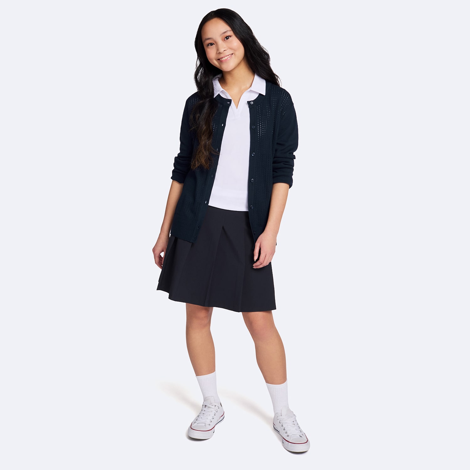 IZOD Womens Long Sleeve Button Juniors Cardigan
