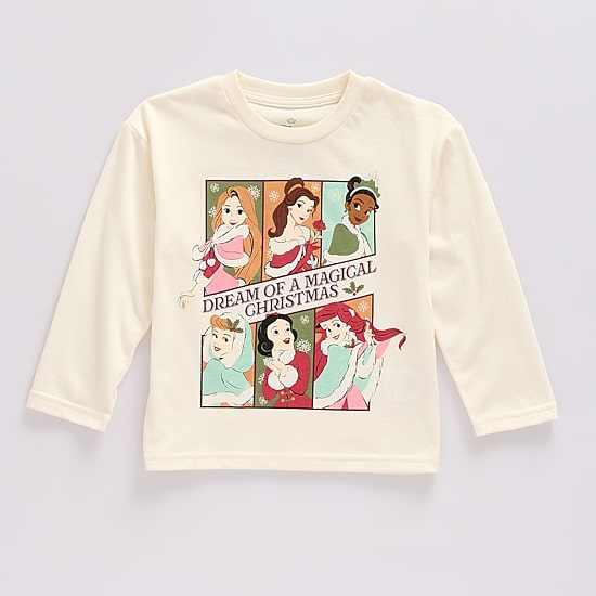 Toddler Girls Crew Neck Long Sleeve Regular Fit Princess Graphic T-Shirt