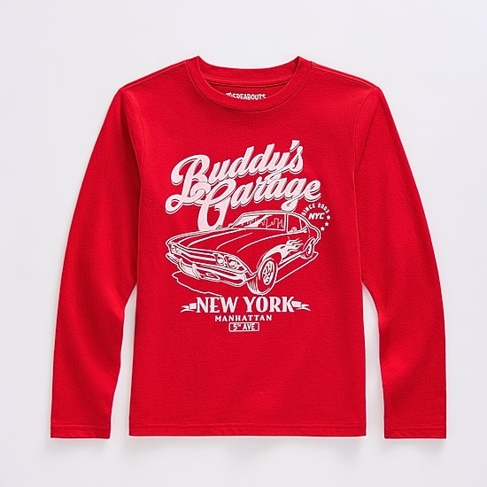 Thereabouts Little & Big Kid Boys Crew Neck Long Sleeve Regular Fit Graphic T-Shirt