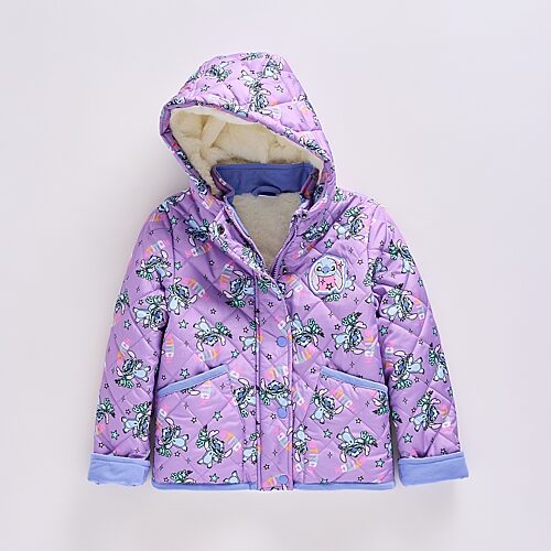 Disney Collection Little & Big Kid Girls Fleece Lined Heavyweight Quilted Jacket In Purple