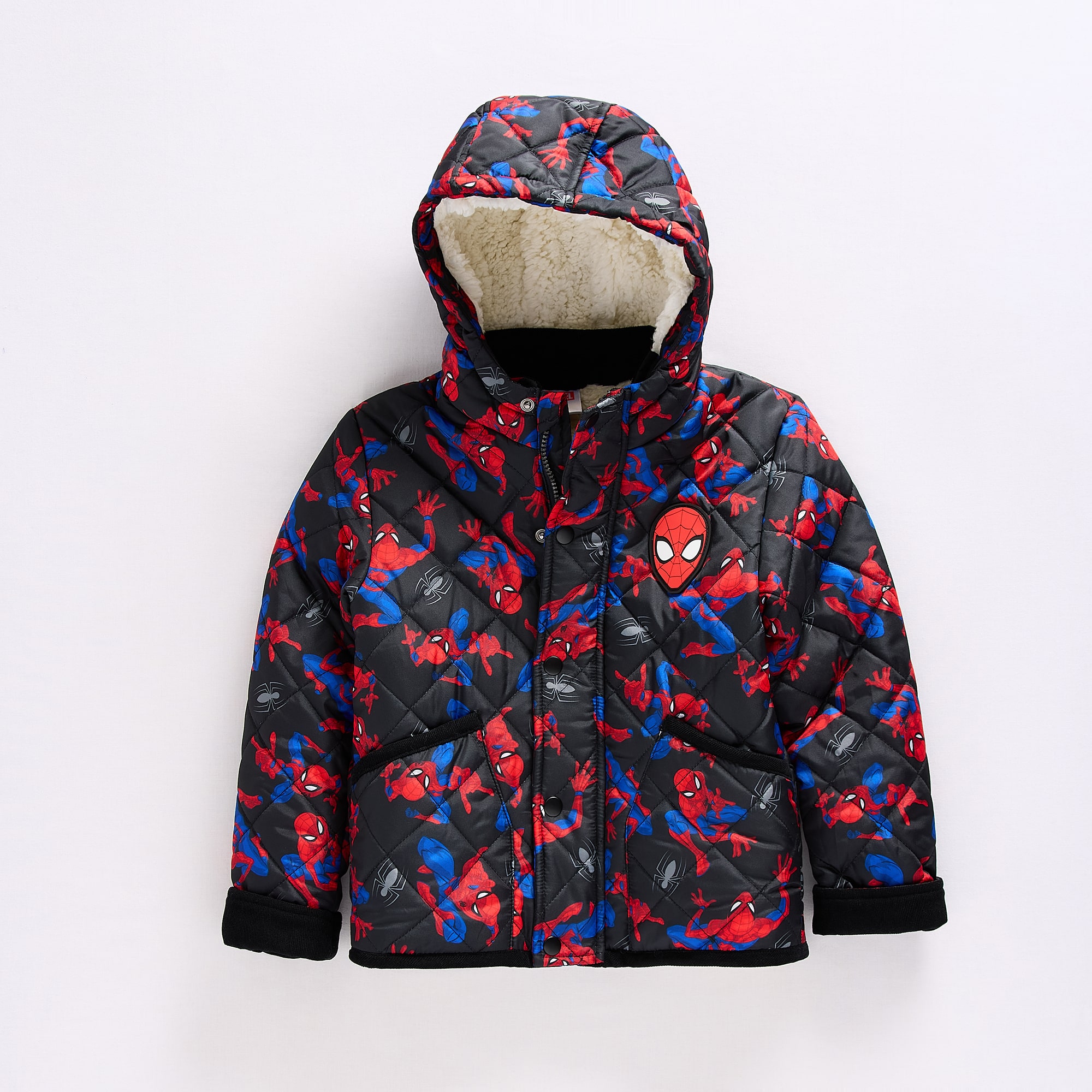 Disney Collection Little & Big Kid Boys Marvel Spiderman Fleece Lined Heavyweight Quilted Jacket