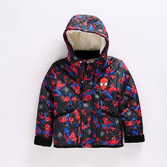 Disney Collection Little & Big Kid Boys Marvel Spiderman Fleece Lined Heavyweight Quilted Jacket