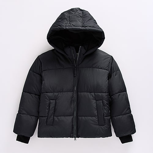 Thereabouts Little & Big Kid Boys Adaptive Hooded Water Resistant Easy-on + Easy-off Heavyweight Puffer Jacket In Black