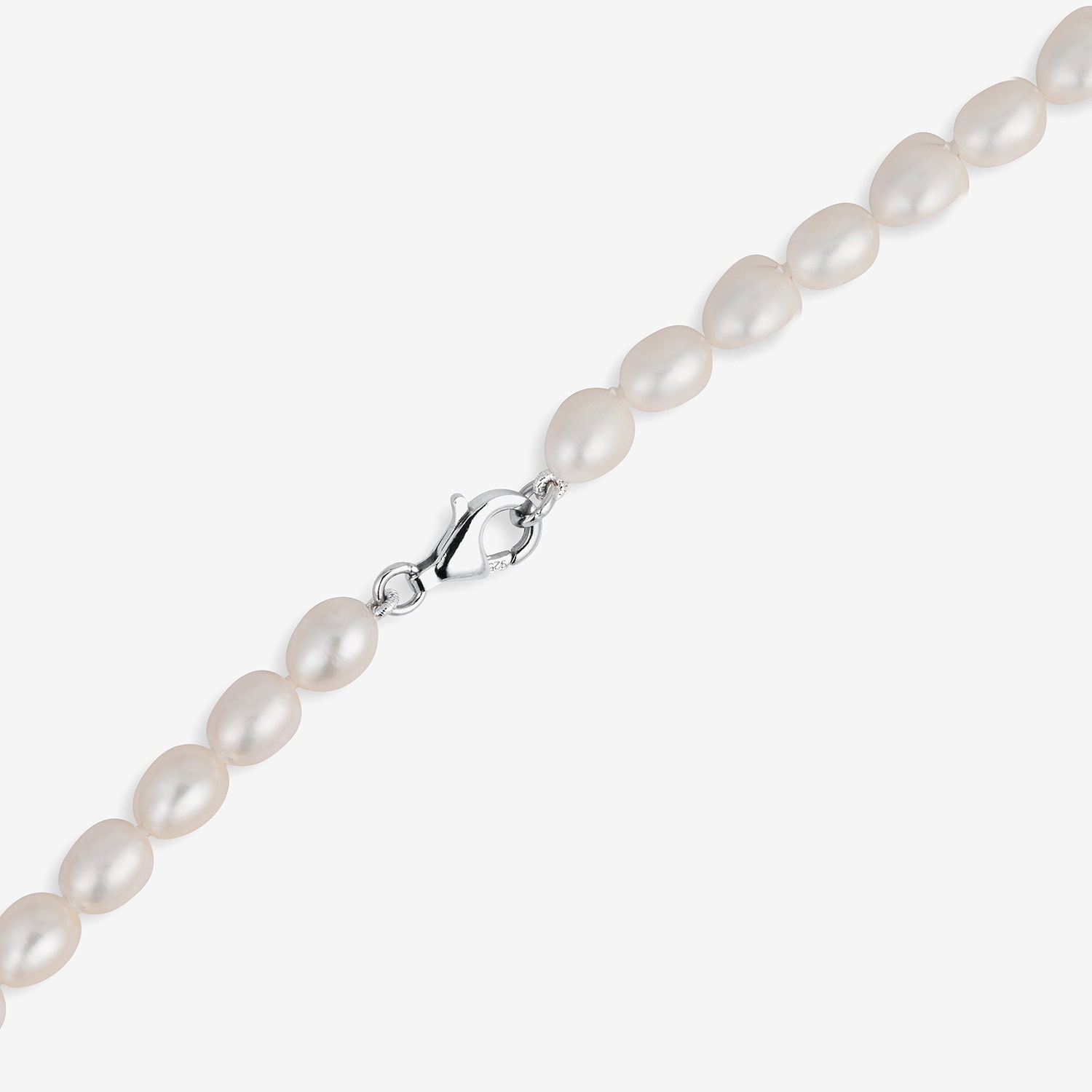 Limited Quantities! Womens White Cultured Freshwater Pearl Sterling Silver Strand Bracelet