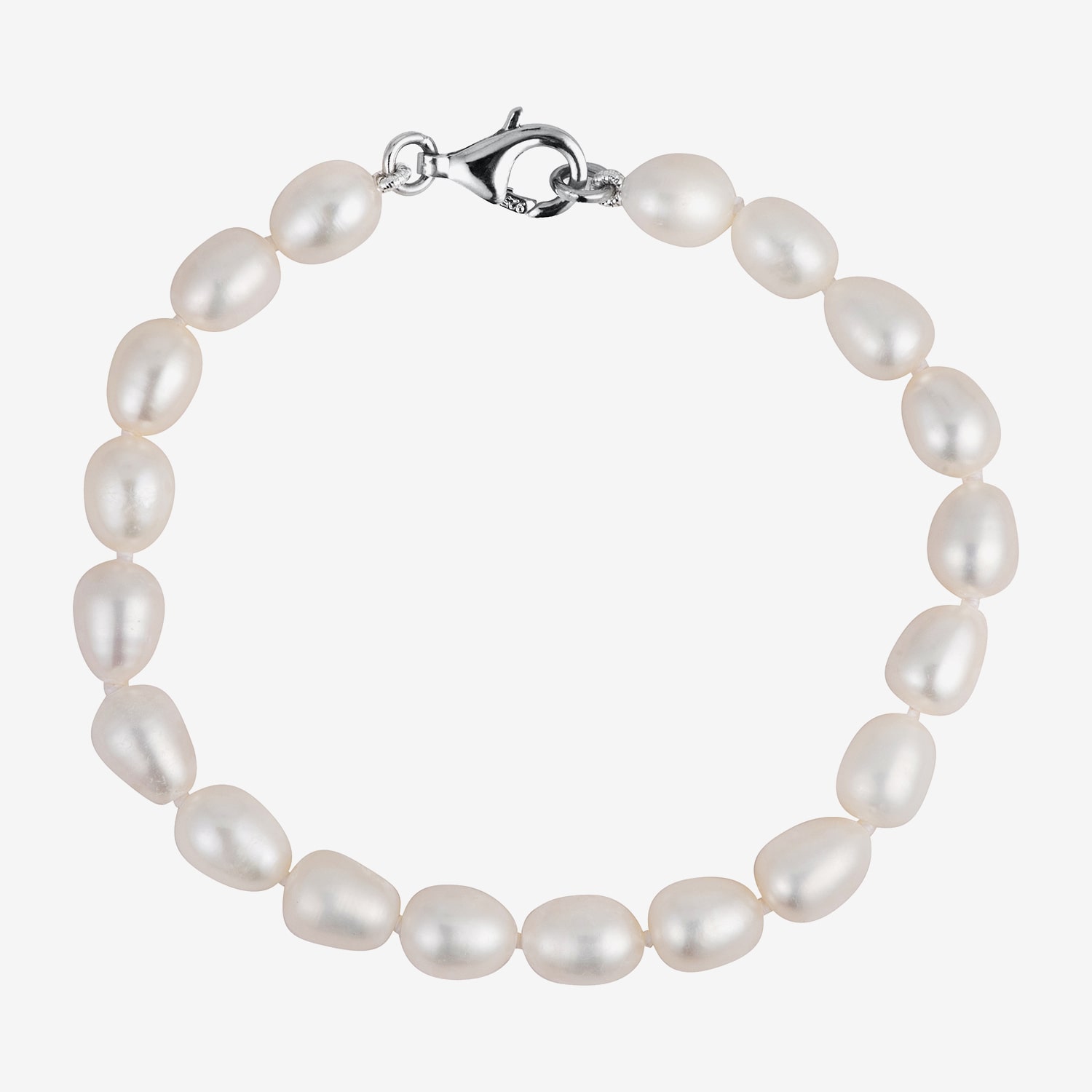 Limited Quantities! Womens White Cultured Freshwater Pearl Sterling Silver Strand Bracelet