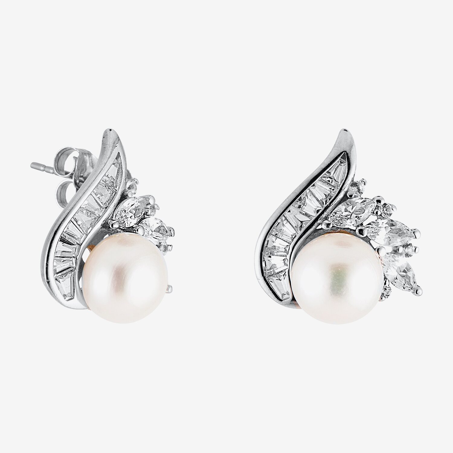 Limited Quantities! White Cultured Freshwater Pearl Sterling Silver 19mm Stud Earrings