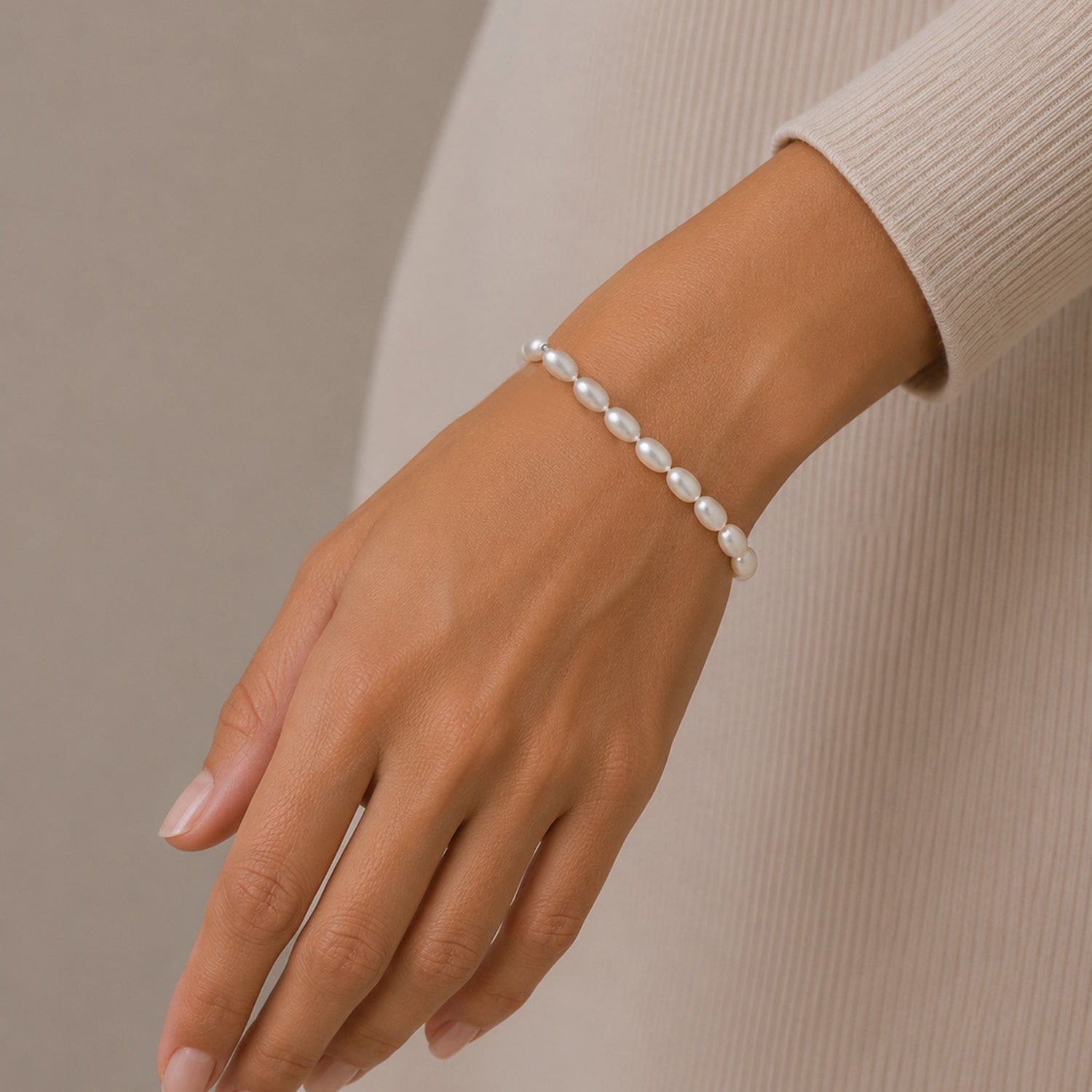 Limited Quantities! Womens White Cultured Freshwater Pearl Sterling Silver Strand Bracelet