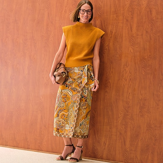 Liz Claiborne Paisley Womens Mid Rise Midi Wrap Skirt