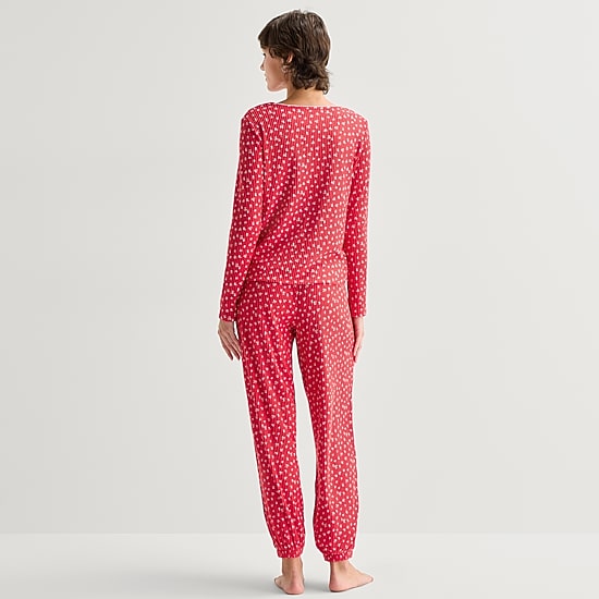 Jaclyn Womens Crew Neck Long Sleeve 2-pc. Pajama Set