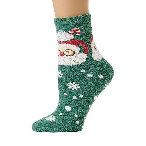 Mixit Warm And Soft Holiday Themed Socks Womens 1 Pair Crew Socks In Green