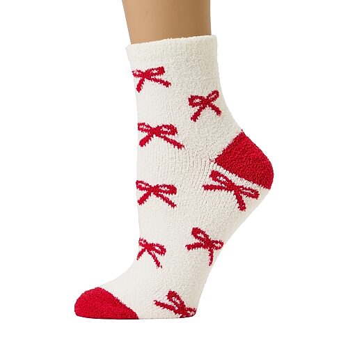 Mixit Warm And Soft Holiday Themed Socks Womens 1 Pair Crew Socks In White