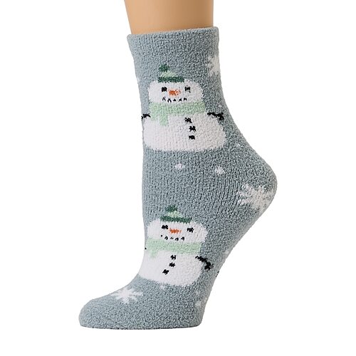Mixit Warm And Soft Holiday Themed Socks Womens 1 Pair Crew Socks In Gray