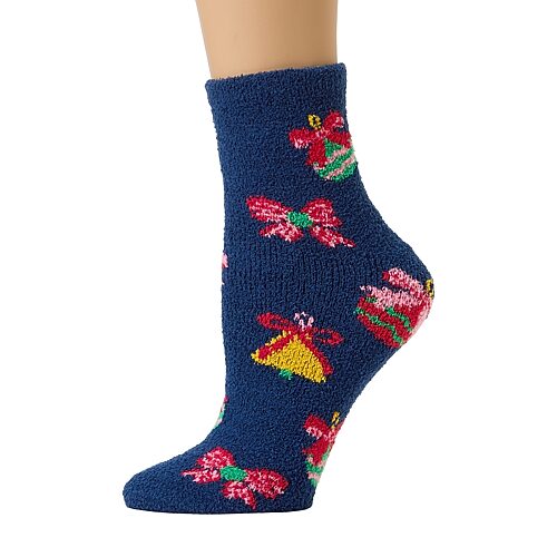Mixit Warm And Soft Holiday Themed Socks Womens 1 Pair Crew Socks In Blue
