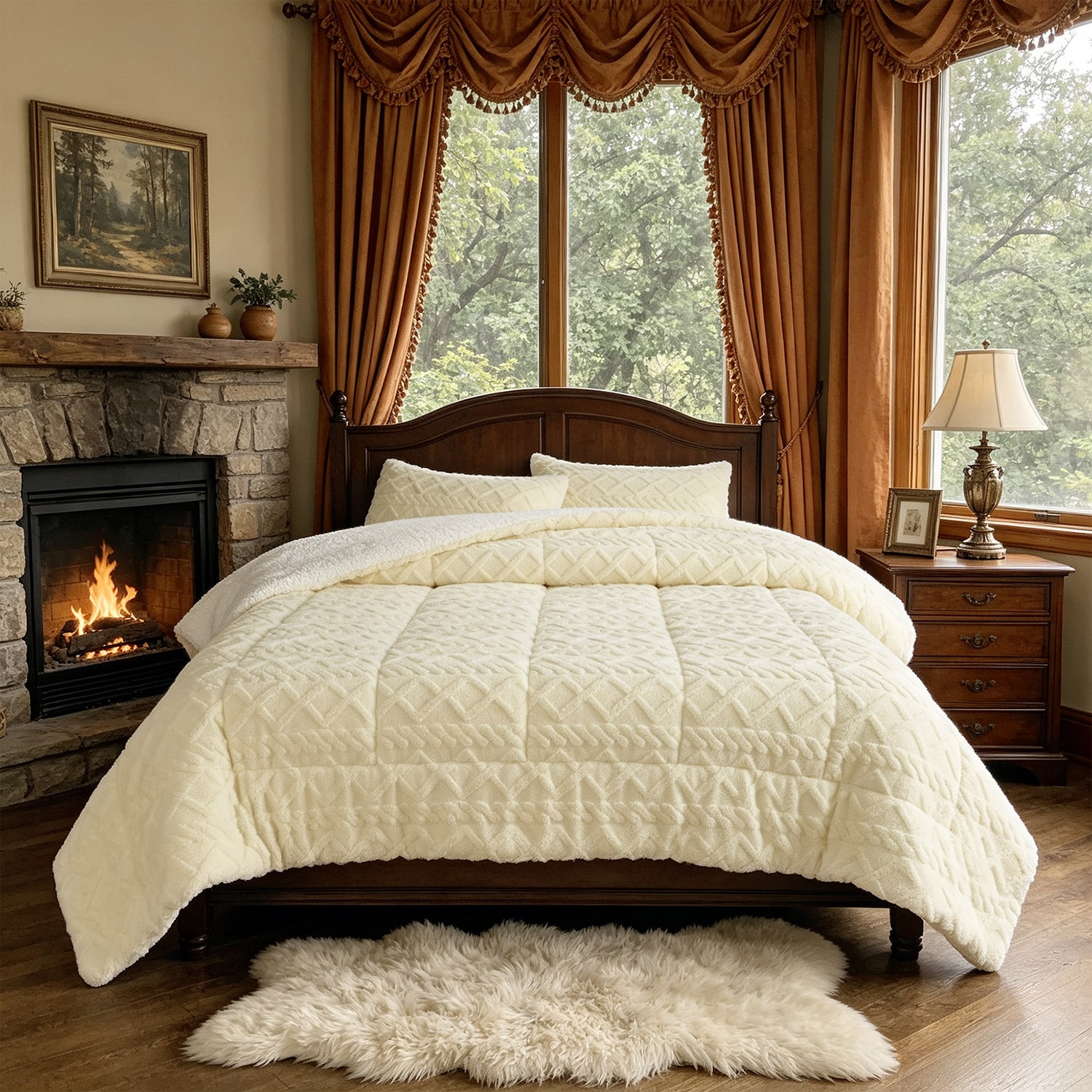 Awesome Home™ Flock Jacquard Sherpa Comforter Set Midweight Reversible