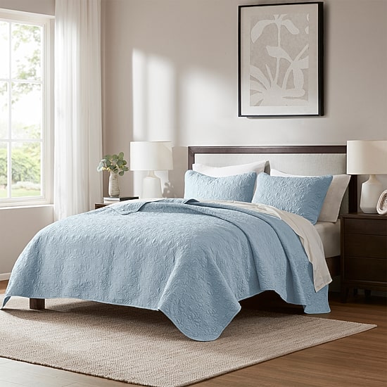 Madison Park Mansfield Antimicrobial Treated Reversible Quilt Set