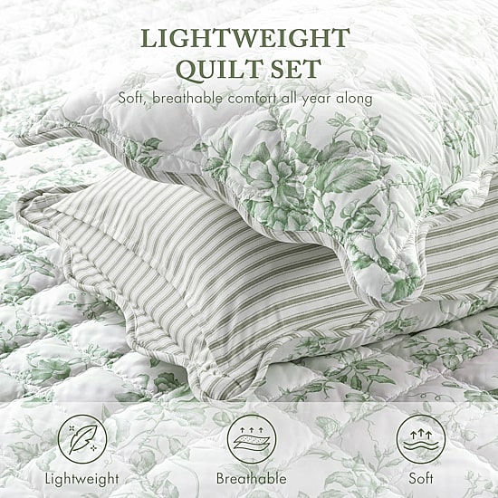 Madison Park Essentials Colette Floral Reversible With Decorative Pillow Reversible Quilt Set