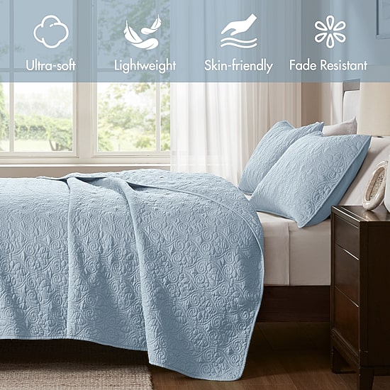 Madison Park Mansfield Antimicrobial Treated Reversible Quilt Set