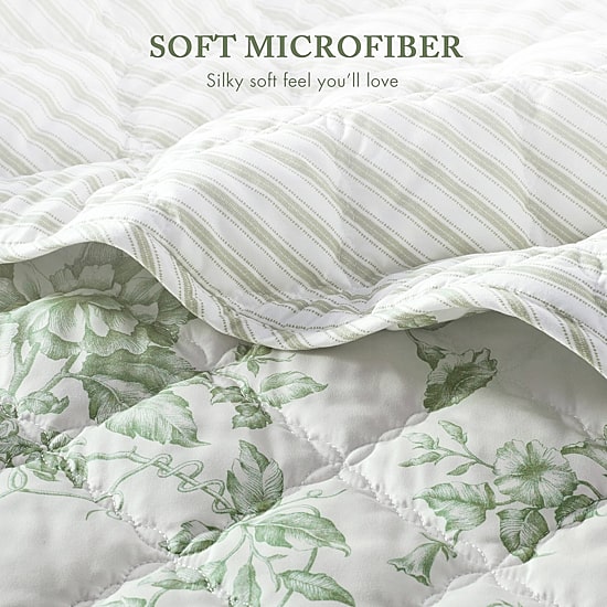 Madison Park Essentials Colette Floral Reversible With Decorative Pillow Reversible Quilt Set