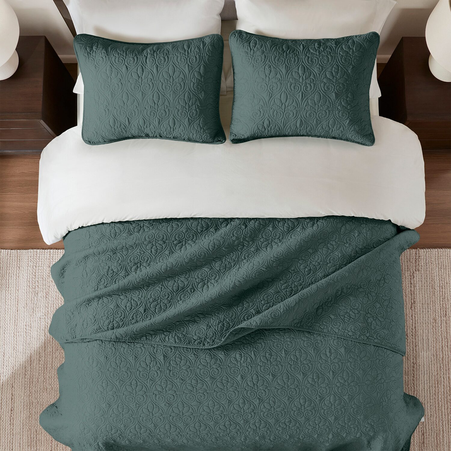 Madison Park Mansfield Antimicrobial Treated Reversible Quilt Set