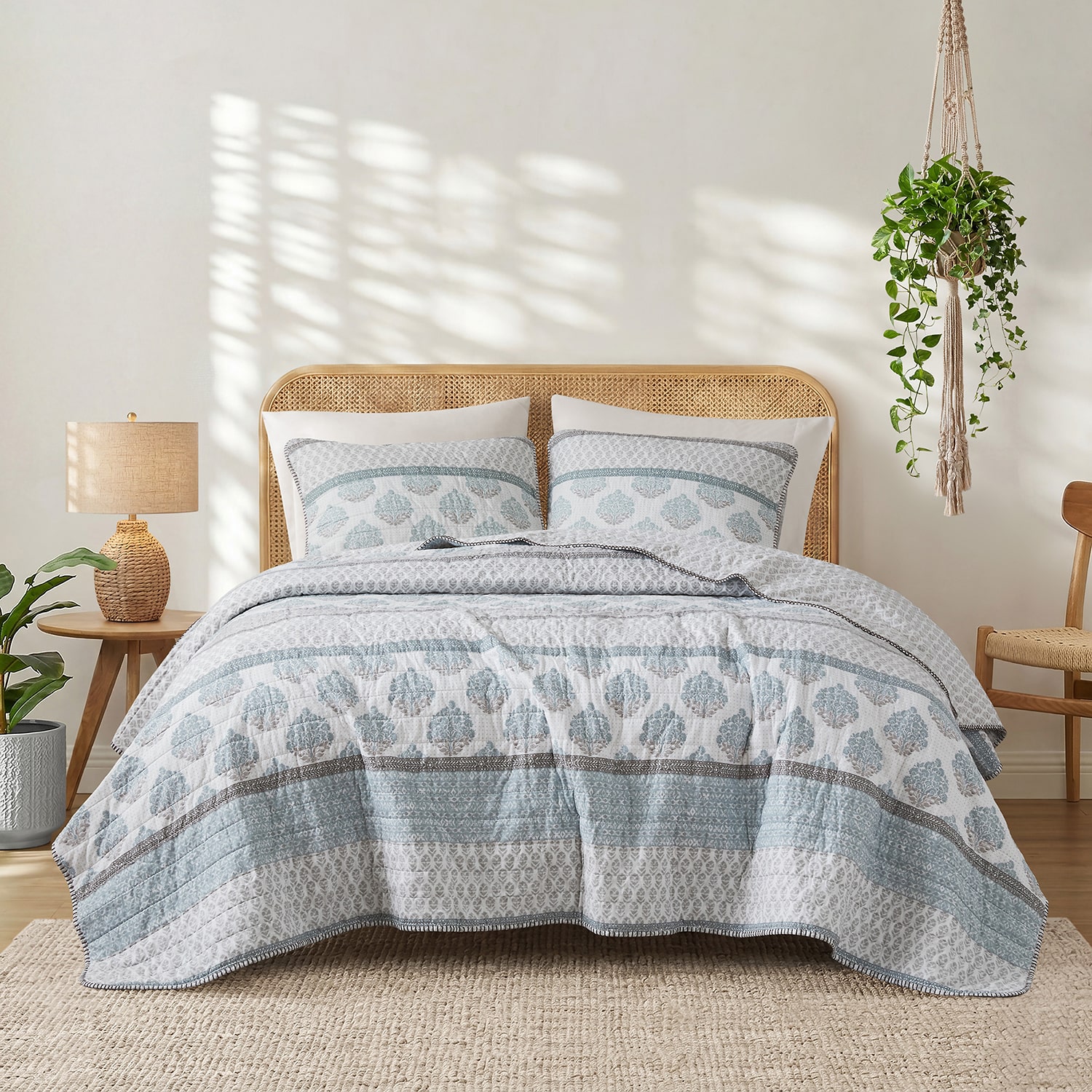 INK+IVY Surya Block Print Cotton Reversible 3-pc. Quilt Set