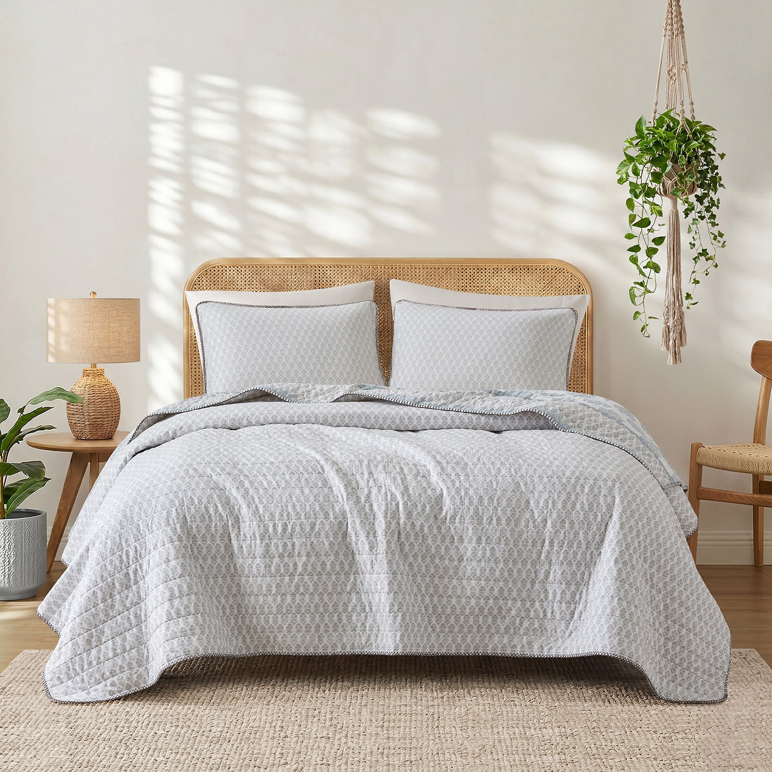 INK+IVY Surya Block Print Cotton Reversible 3-pc. Quilt Set