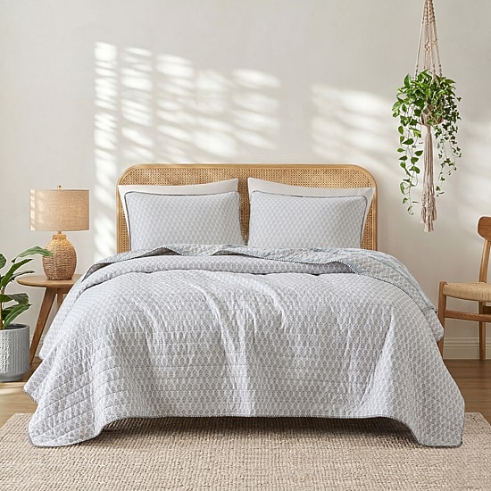 INK+IVY Surya Block Print Cotton 3-pc. Reversible Quilt Set
