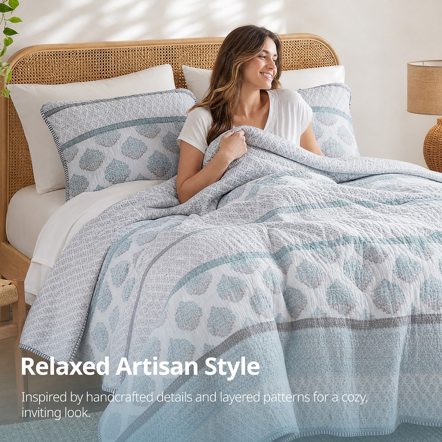 INK+IVY Surya Block Print Cotton Reversible 3-pc. Quilt Set