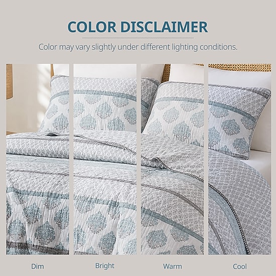 INK+IVY Surya Block Print Cotton 3-pc. Reversible Quilt Set