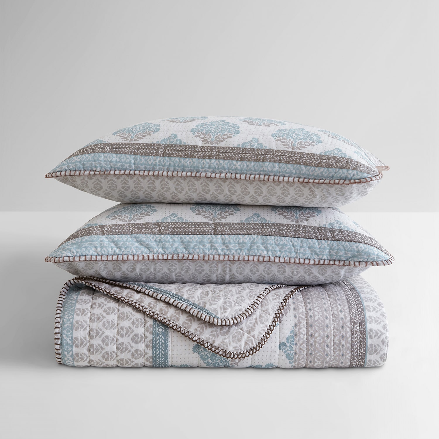 INK+IVY Surya Block Print Cotton Reversible 3-pc. Quilt Set