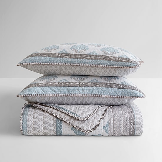 INK+IVY Surya Block Print Cotton 3-pc. Reversible Quilt Set