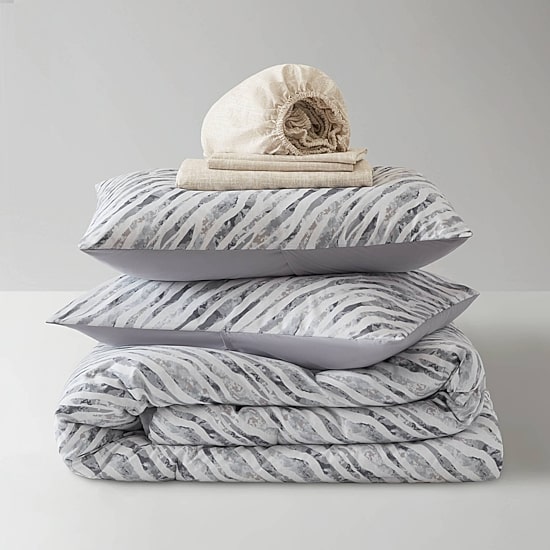 Madison Park Essentials Harlow Abstract Stripe Print With Sheet Set Comforter Set