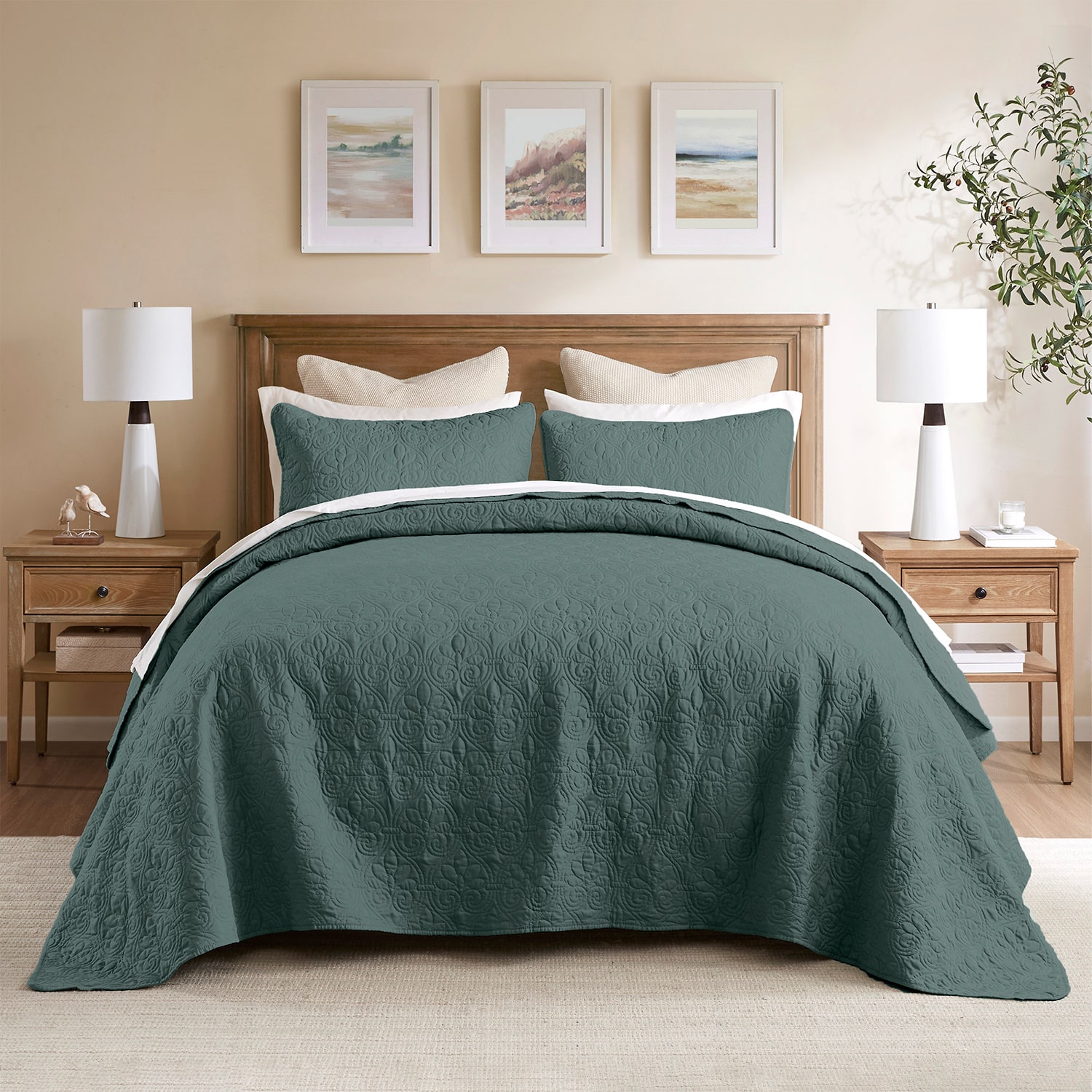 Madison Park Mansfield Oversized Antimicrobial Treated 3pc Bedspread Set