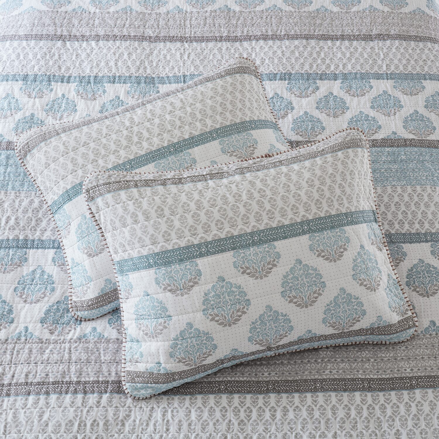 INK+IVY Surya Block Print Cotton Reversible 3-pc. Quilt Set