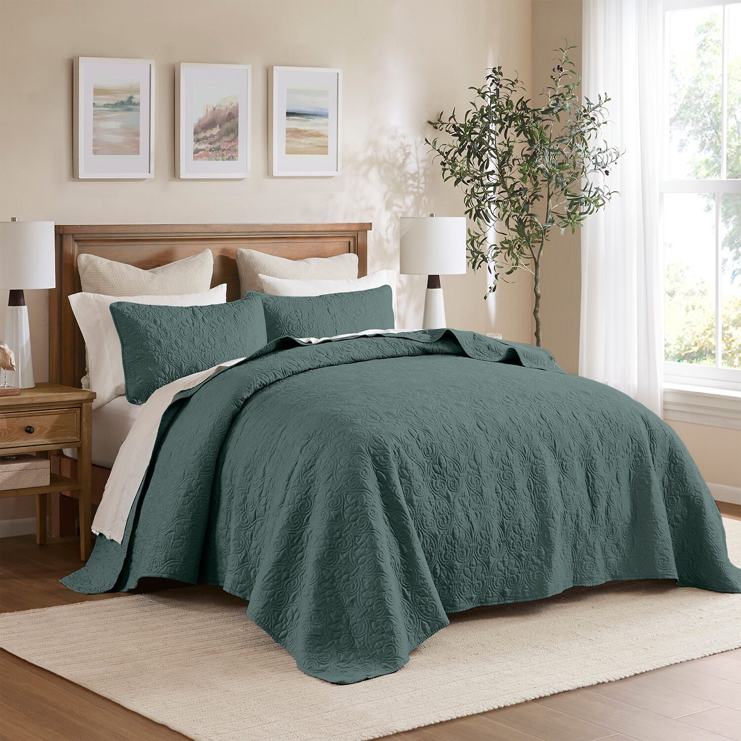 Madison Park Mansfield Oversized Antimicrobial Treated 3pc Bedspread Set