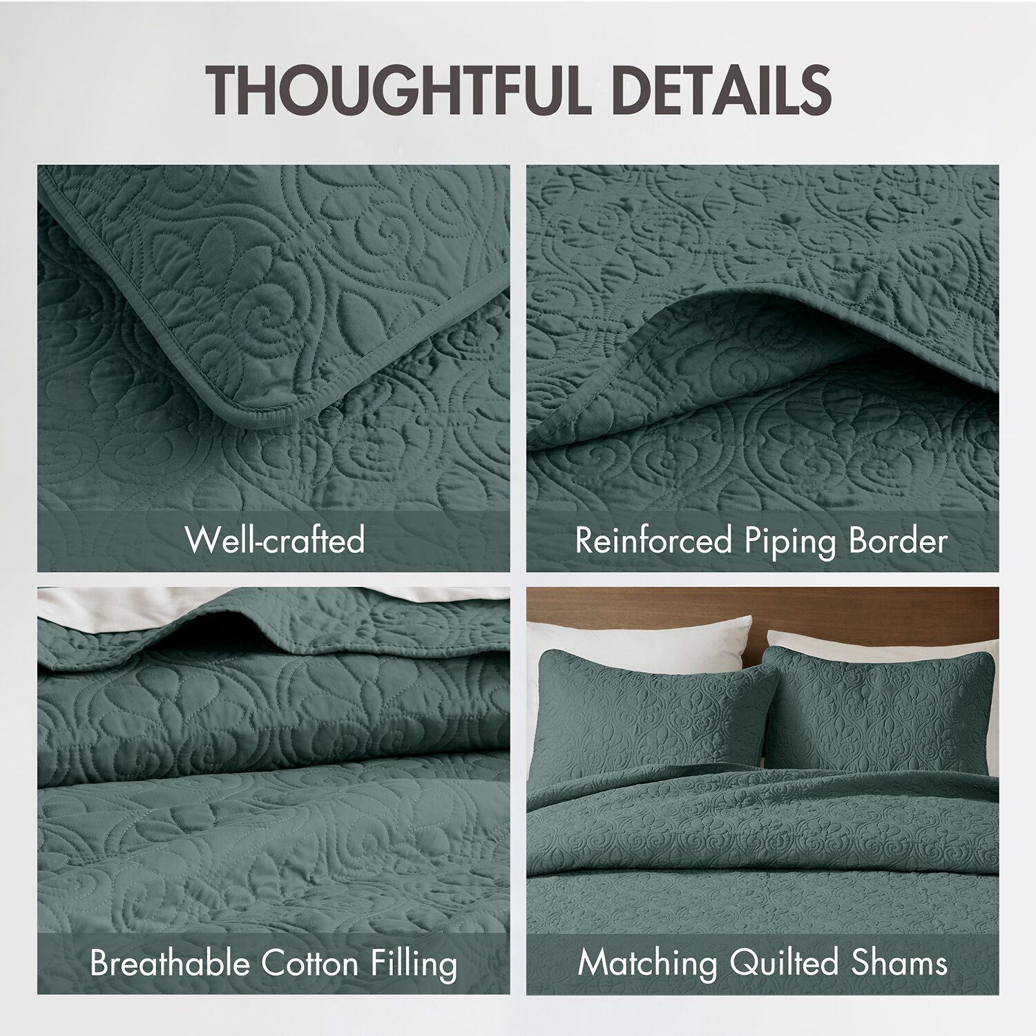Madison Park Mansfield Oversized Antimicrobial Treated 3pc Bedspread Set