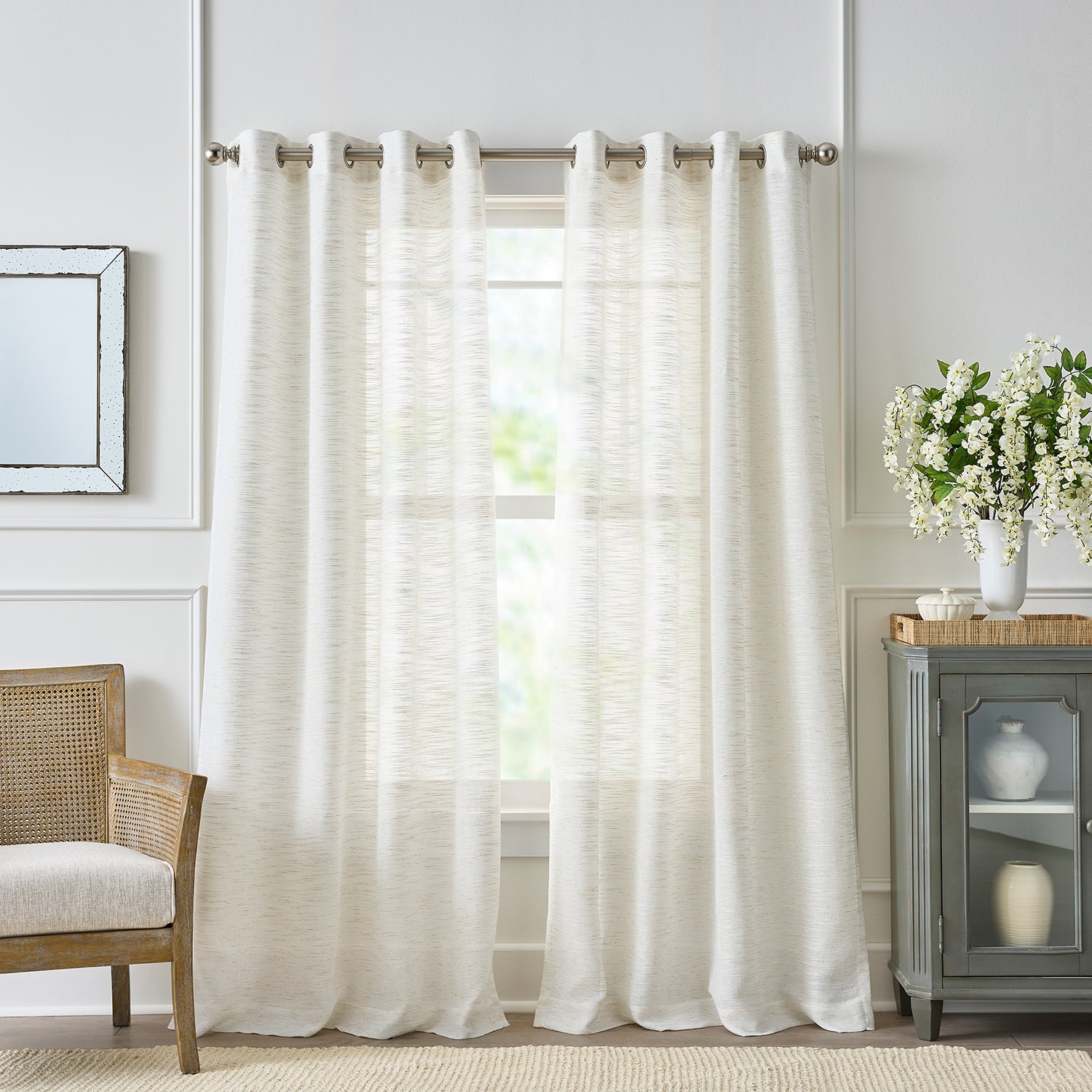 Martha Stewart Harmony Grommet Top Sheer Single Curtain Panel
